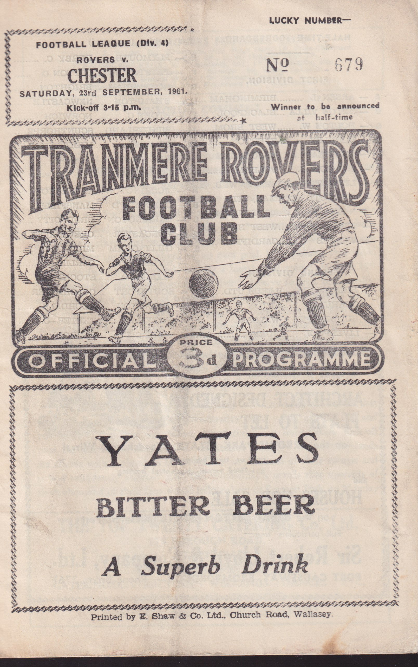 Tranmere Rovers v Chester programme